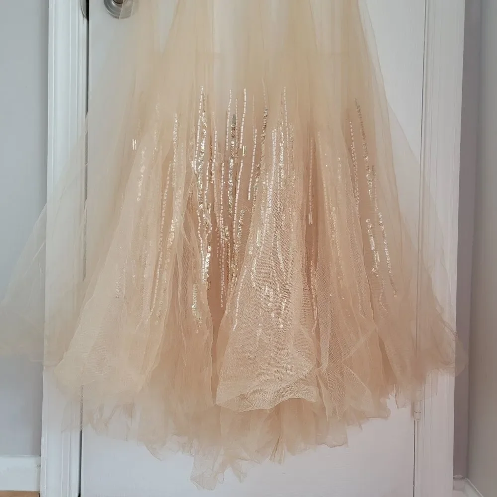 Rhinestone Tulle Prom 2 Piece Dress 0
